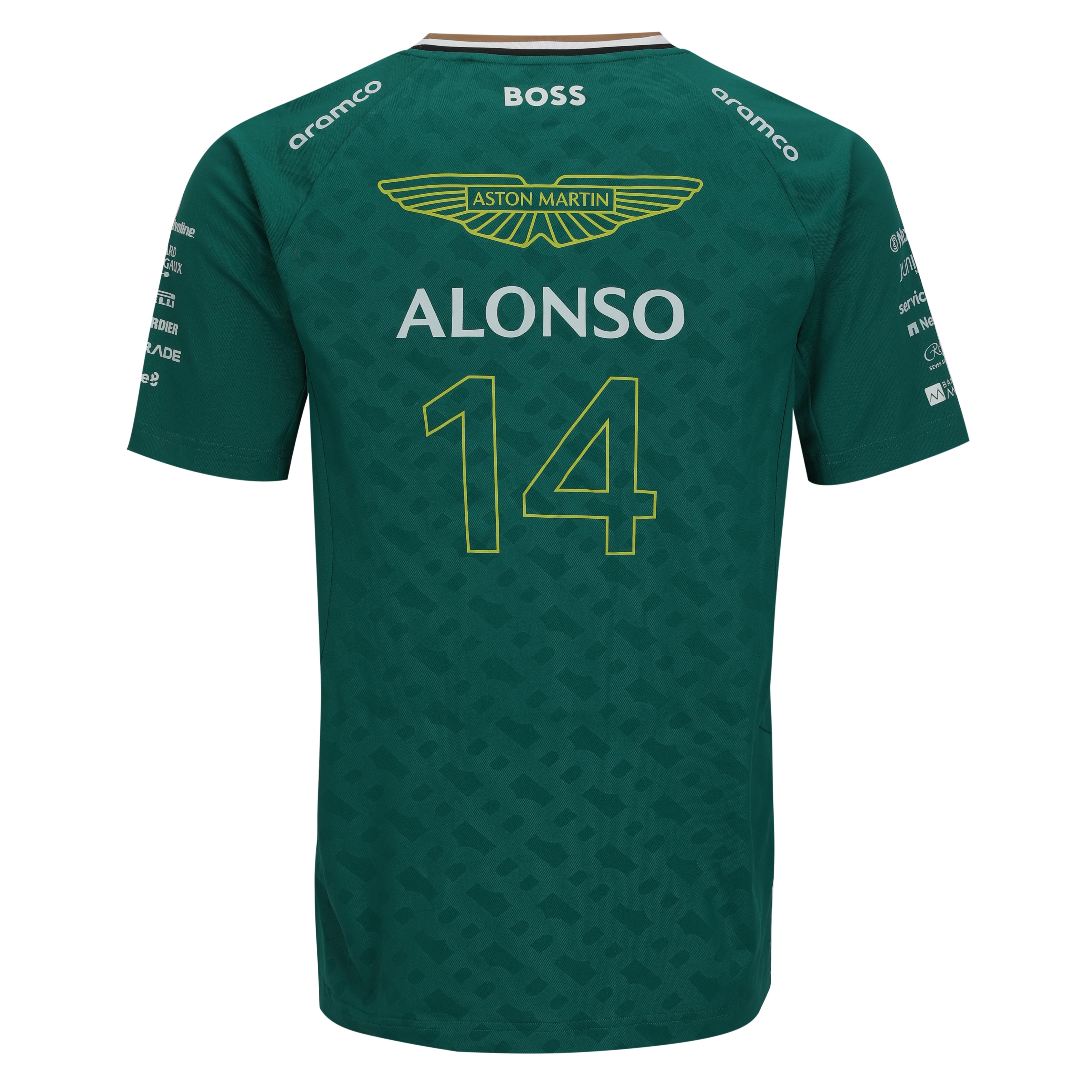 Fernando Alonso Un-Signed 2024 Aston Martin Aramco Formula One Team Grand Prix Used Driver Short Sleeve T-Shirt