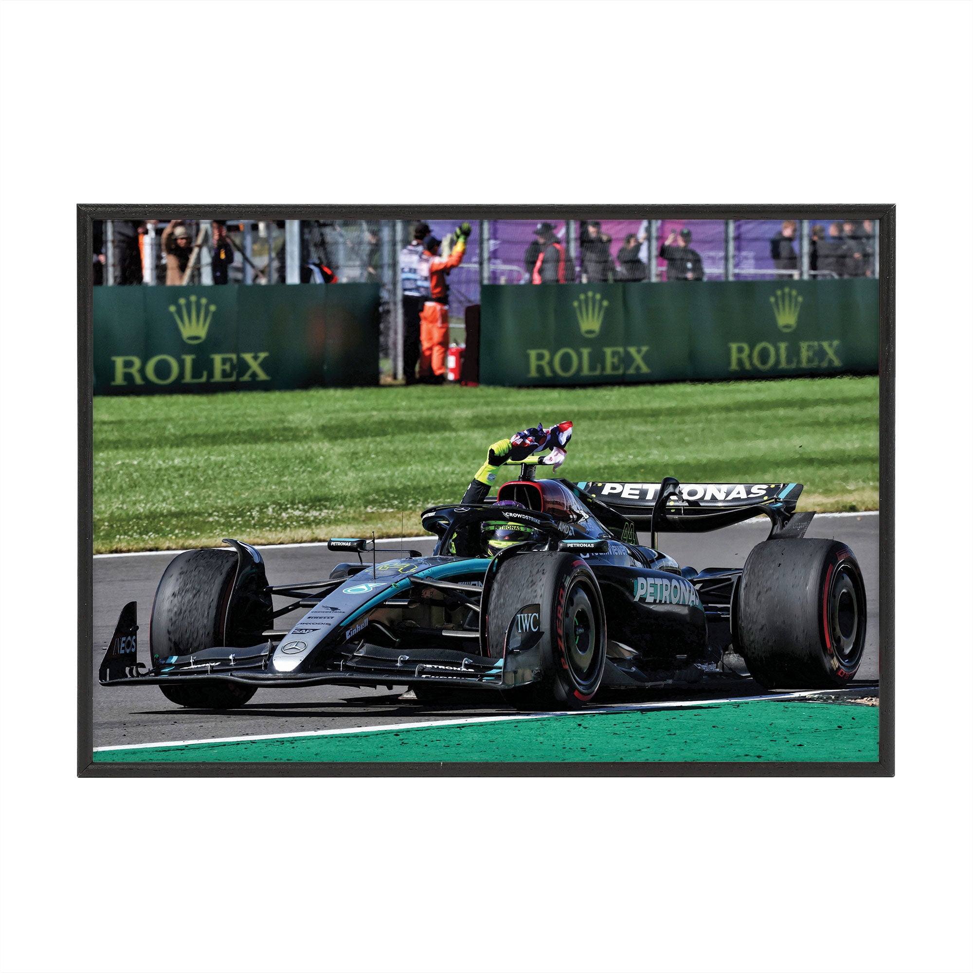 Lewis Hamilton 2024 Mercedes AMG Petronas Frame Print - Final Tour - British GP - Box Frame