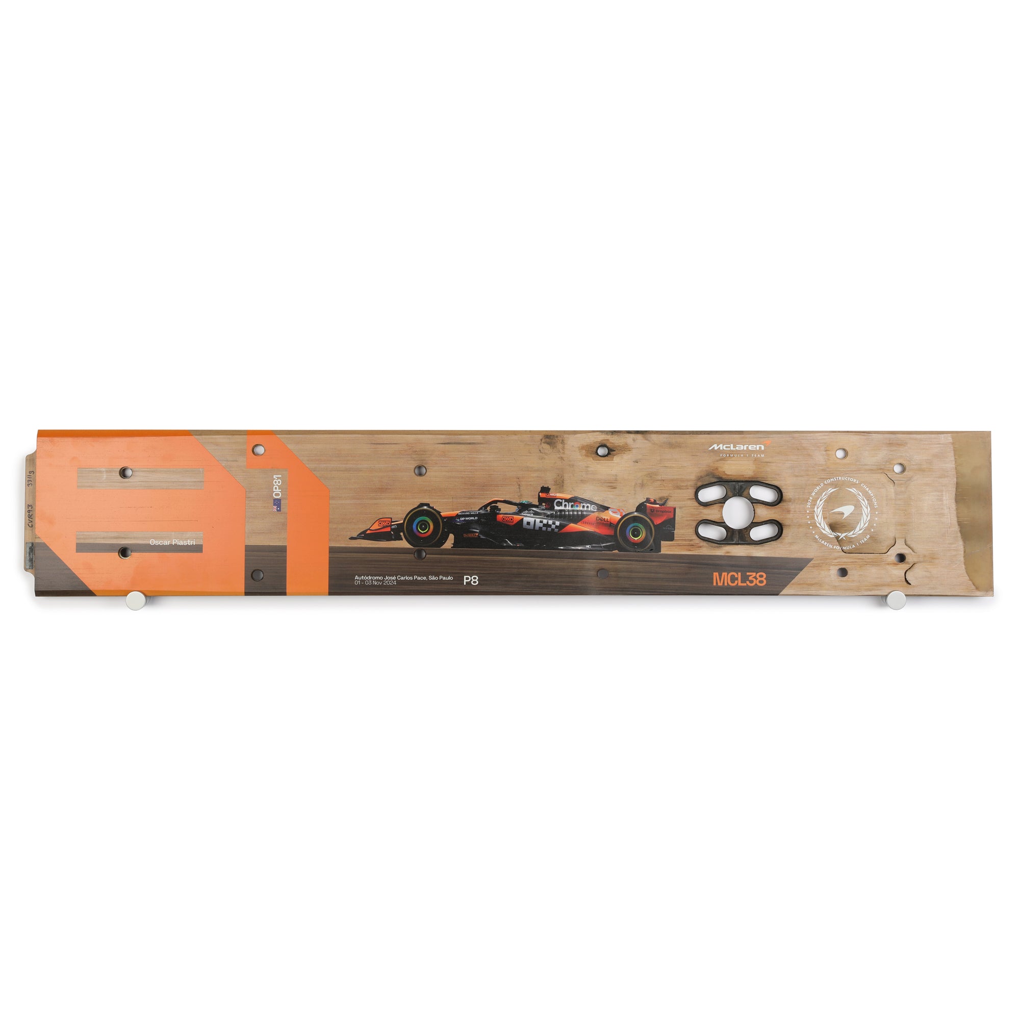 Oscar Piastri 2024 McLaren F1 Team Race Used Skid Plank Wall Art - Sao Paulo GP