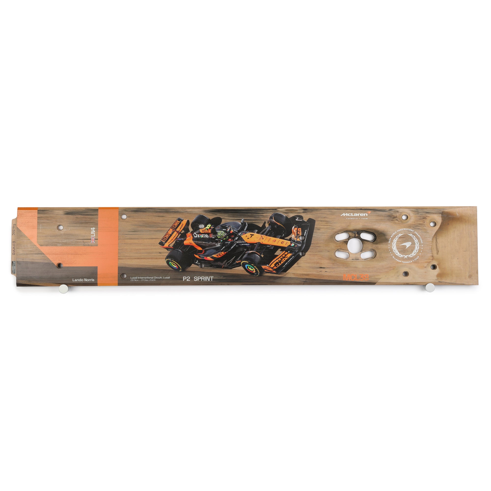 Lando Norris 2024 McLaren F1 Team Race Used Skid Plank Wall Art - Qatar GP Sprint Race