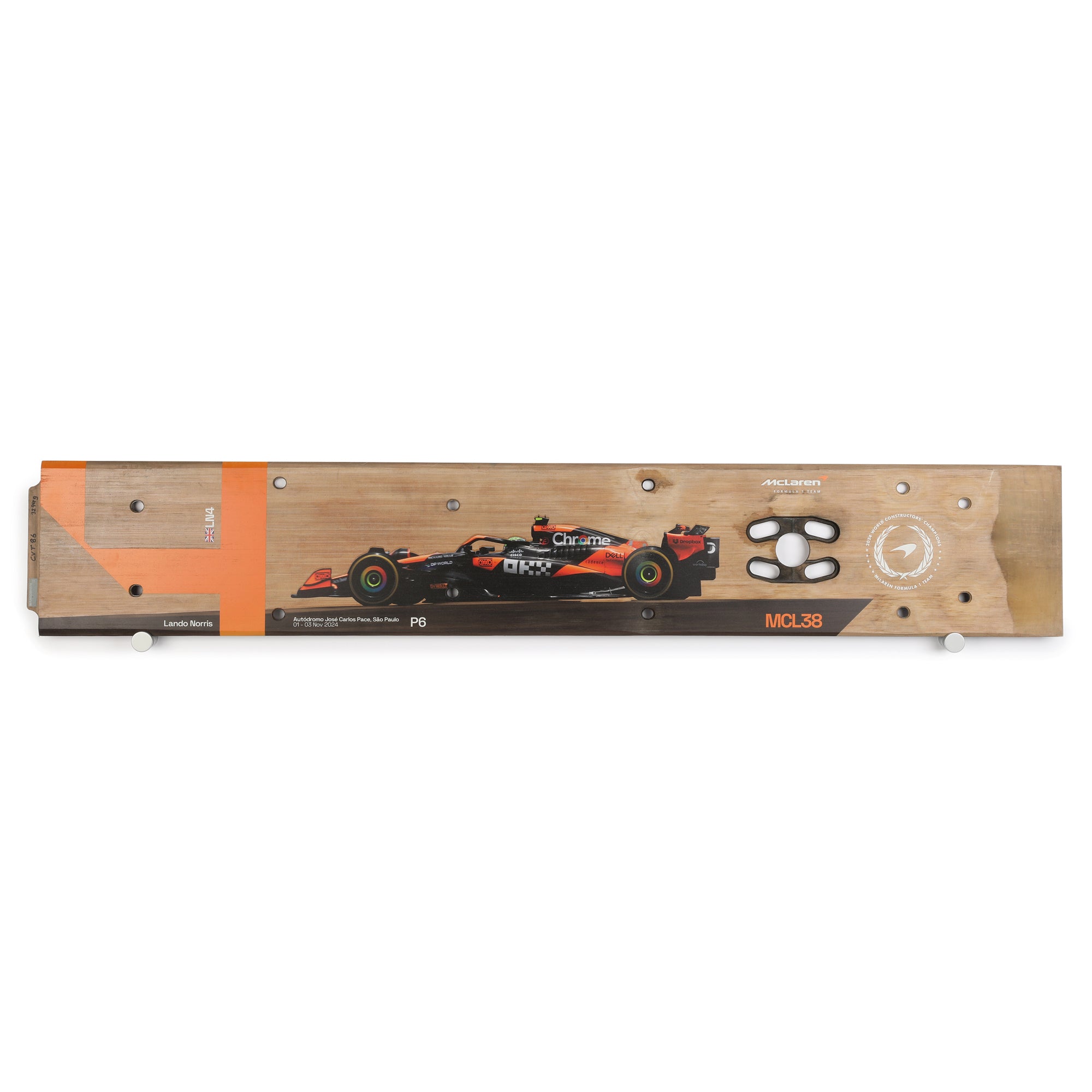 Lando Norris 2024 McLaren F1 Team Race Used Skid Plank Wall Art - Sau Paulo GP