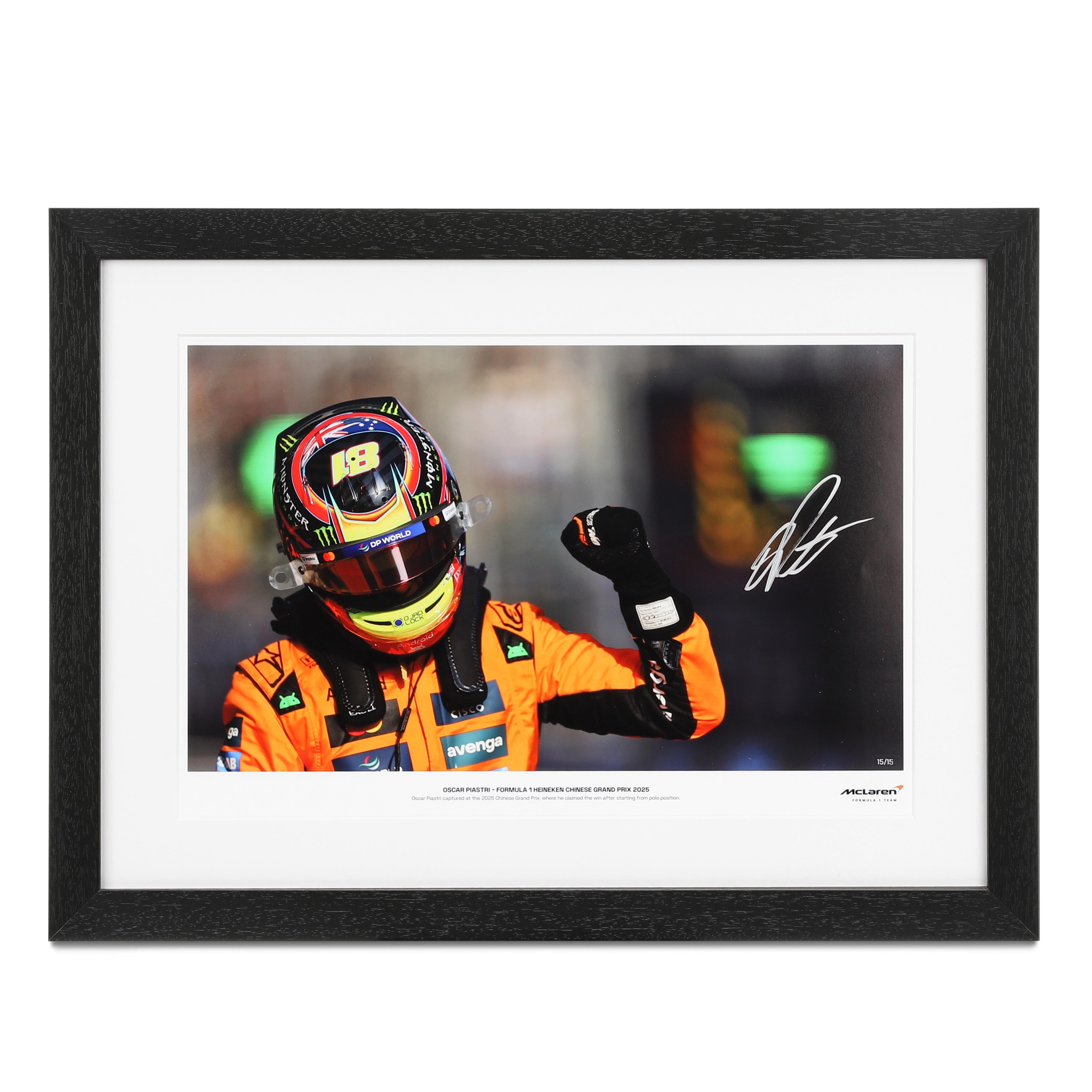 Limited Edition Oscar Piastri 2025 McLaren F1 Team Signed Photo - Chinese GP