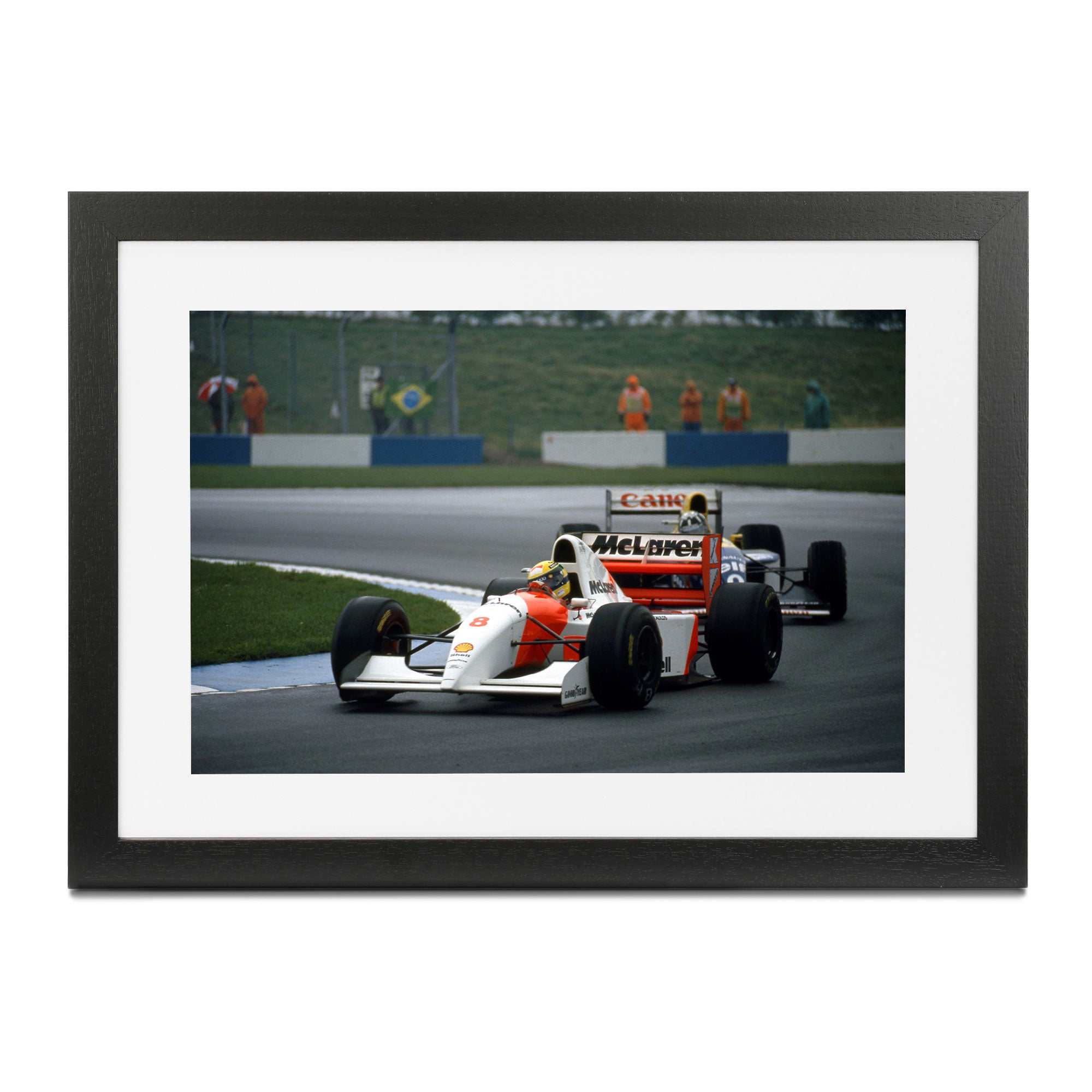 Ayrton Senna 1993 McLaren-Ford ‘Dancing in the Rain’ Framed Print – European Grand Prix