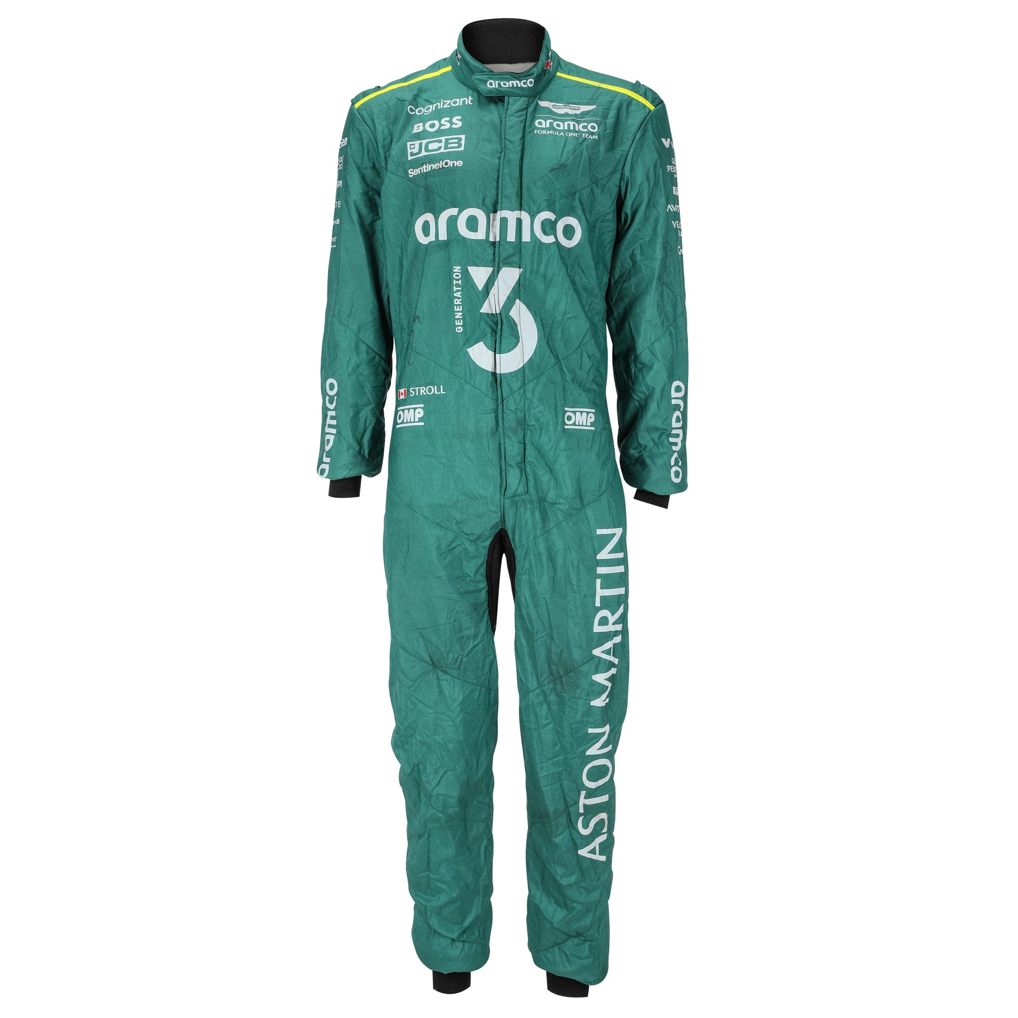 Lance Stroll Signed 2024 Aston Martin Aramco Formula One Team Grand Prix Used Suit - US GP