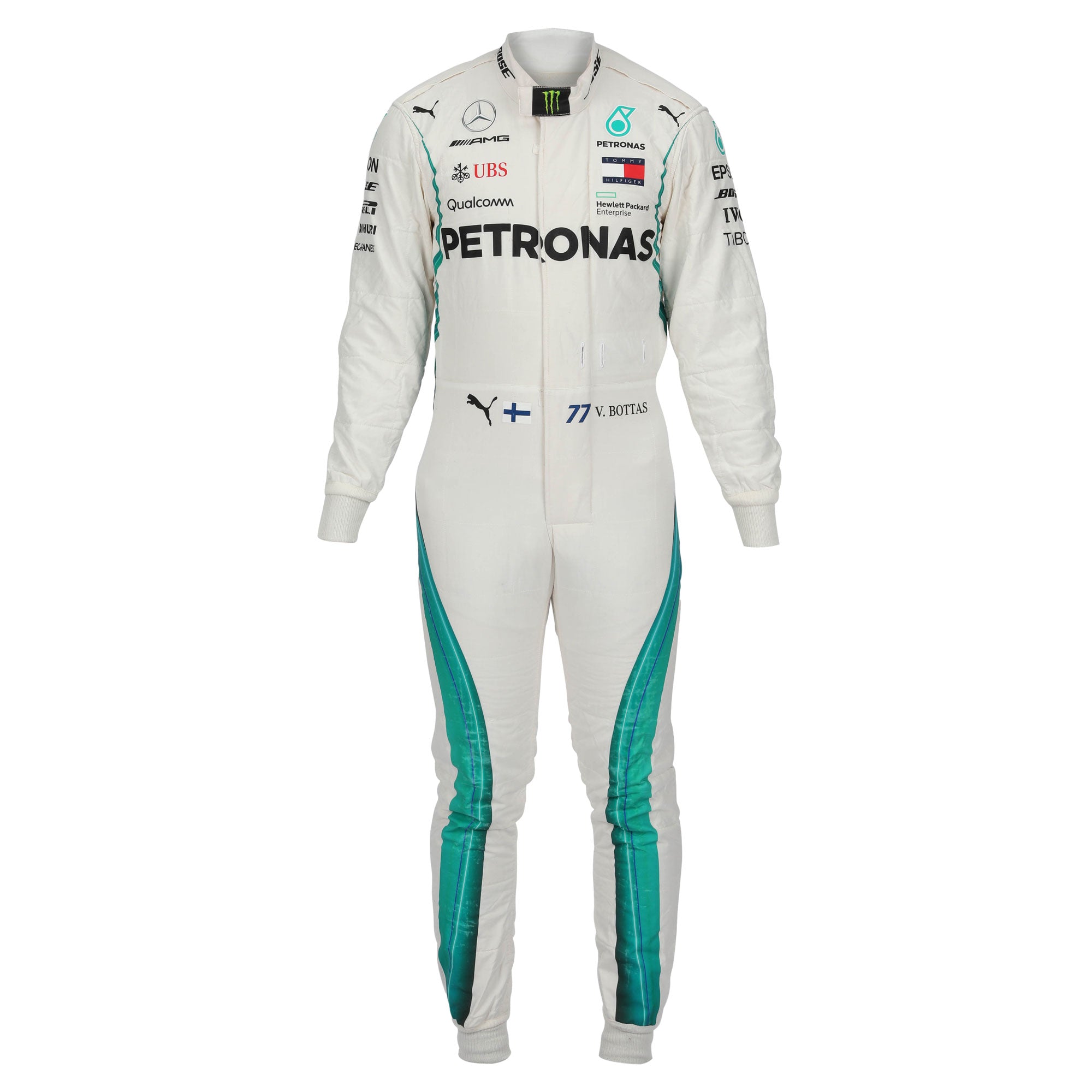 Valtteri Bottas 2018 Race Weekend Used Mercedes-AMG Petronas F1 Team Race Suit - Abu Dhabi - S/N 00107694