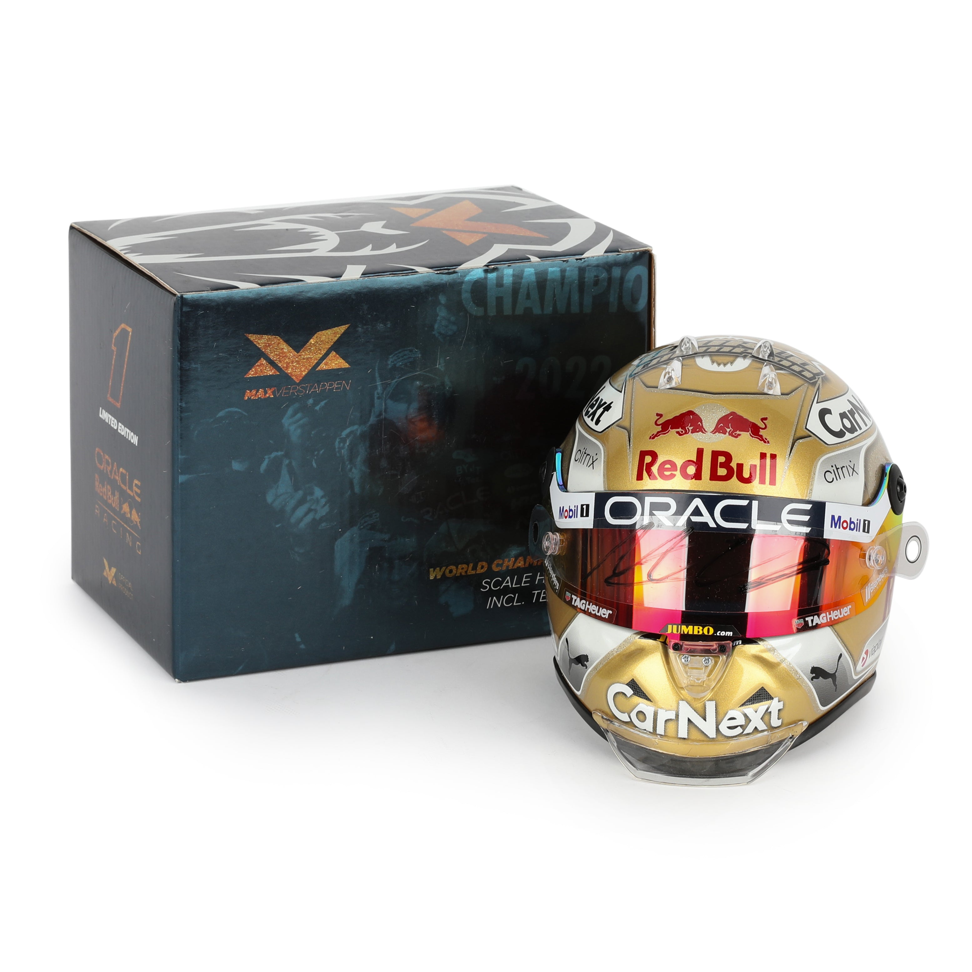 Max Verstappen 2022 World Championship Signed 1.2 Scale Mini Helmet