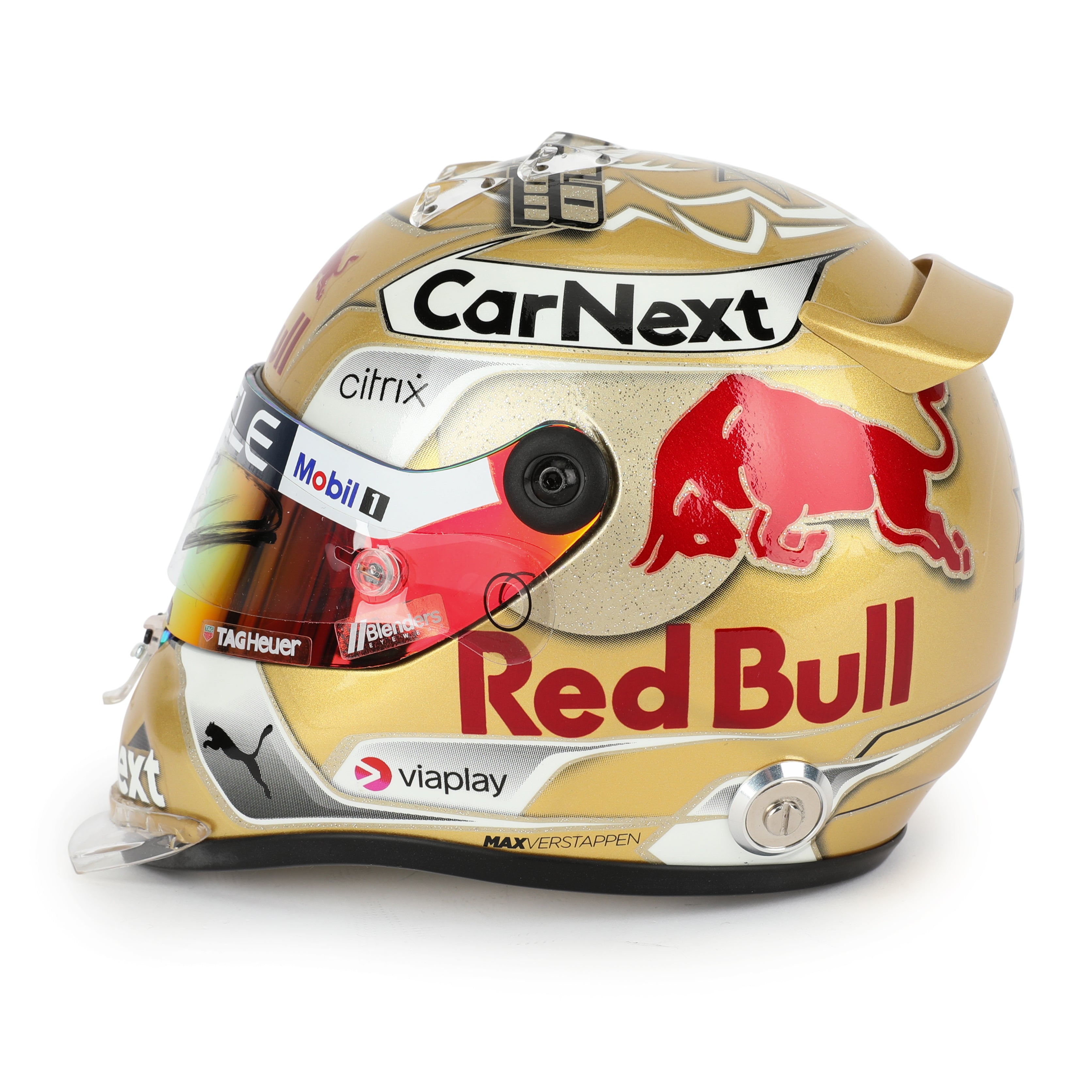 Max Verstappen 2022 World Championship Signed 1.2 Scale Mini Helmet